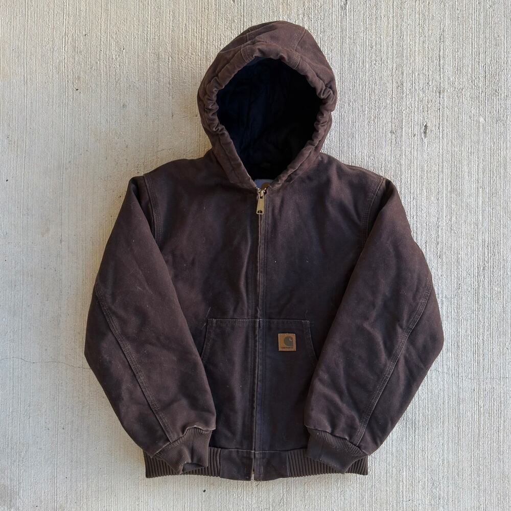 Carhartt YOUTH YYJ130 DKB brown hooded work wear jacket